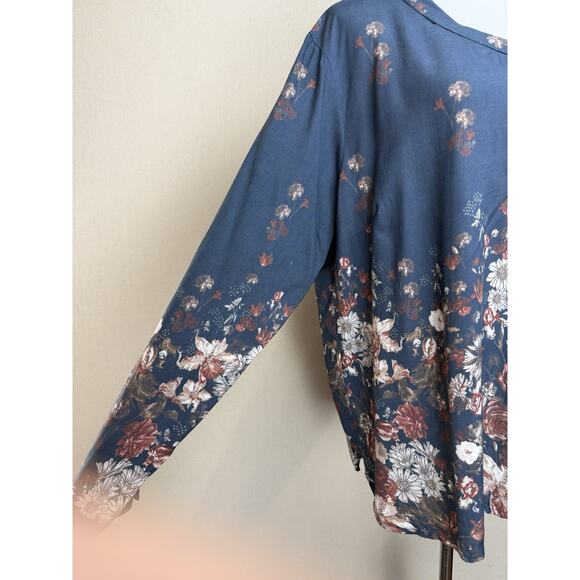 Tolani Collection Tunic Blouse 100% Modal Blue Floral Women’s Sz XL Fairy Boho - Picture 3 of 14